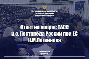 Ответ и.о. Постпреда России при ЕС К.М.Логвинова на вопрос ТАСС, 18 июля 2024 г.