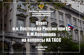 Ответ и.о. Постпреда России при ЕС К.М.Логвинова на вопросы ИА ТАСС, 22 октября 2024 г.